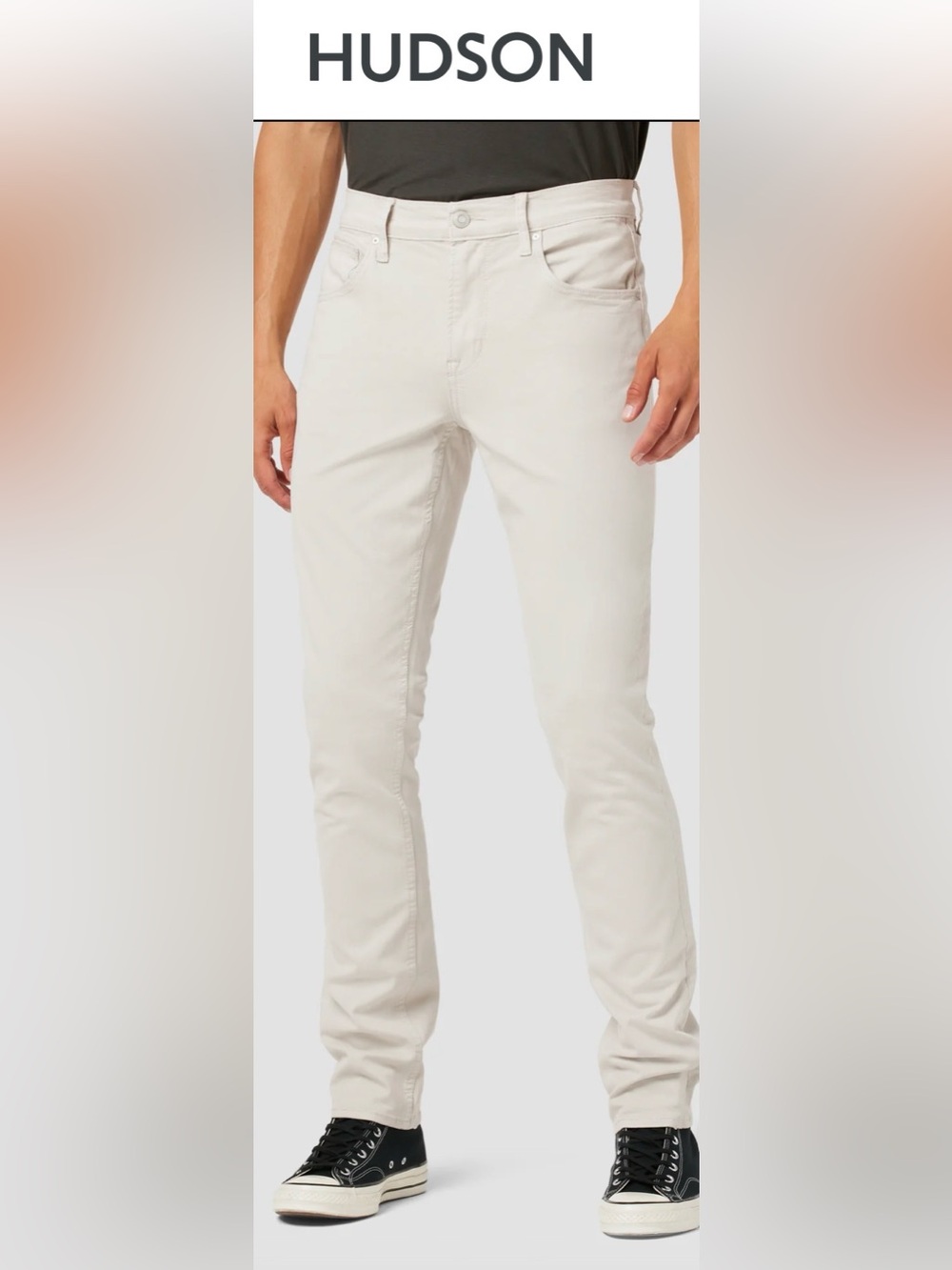 Hudson Jeans Straight Slim Cotton Spandex Jeans Cream Sz 34